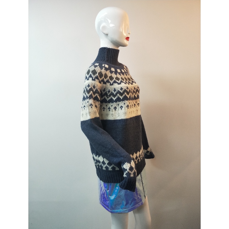 NIEBIESKI ABIGAIL FAIRISLE PATTERN JUMPER RLWS0014F