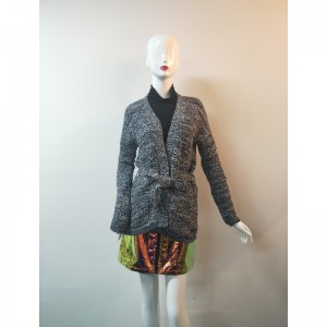 SZARY PASEK CARDIGAN SWEATER RLWS0031F