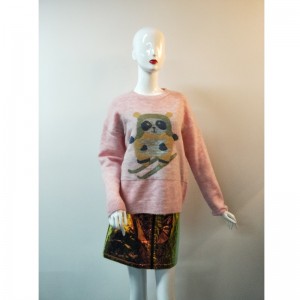 RÓŻOWY CARTOON PRINT SWEATER RLWS0081F