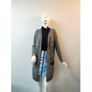 SZARY CARDIGAN SWEATER RLWS0091F