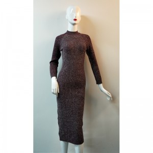 OXBLOOD METALIC LONGLINE SWEATER DRESS RLWS0136F