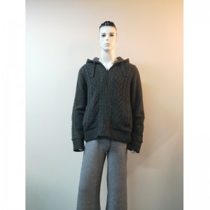 BLACK KNIT SWEATER COAT RLMS0063F