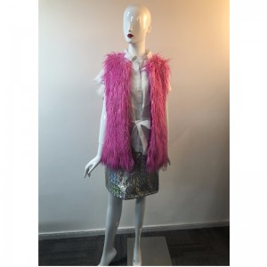 MAGENTA SHAGGY GILET DAMSKI RLWF0023